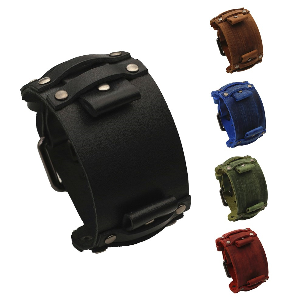 Tropic Strap Vintage - Punk-Leder-Uhrenarmband für Herren, 22 mm, 24