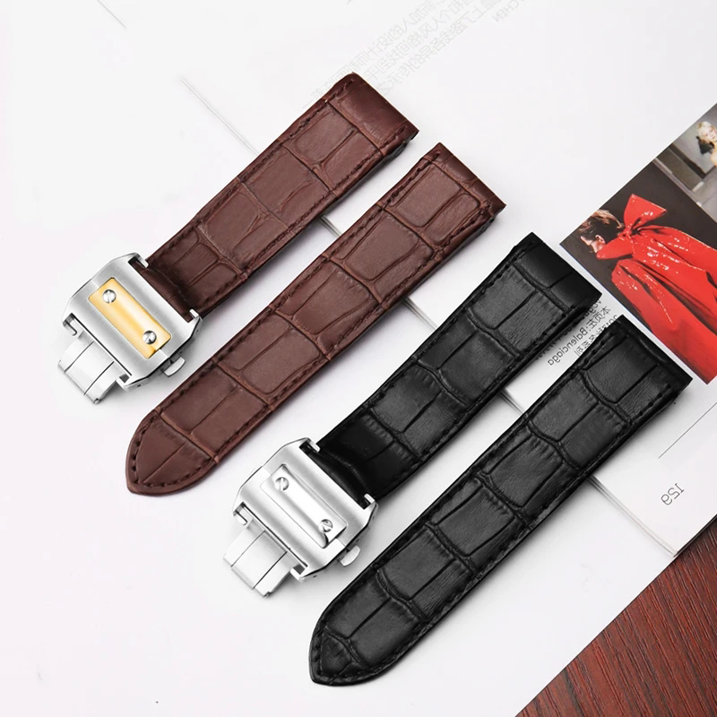 Hochwertiges Rindsleder-Uhrena – Cartier Watch Santos Bewertung und Preis